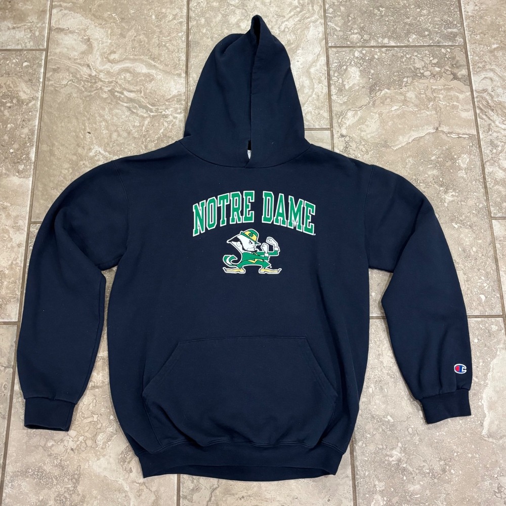 Champion Kids Notre Dame Fighting Irish Navy Blue Hoodie Sweatshirt YXL 14-16